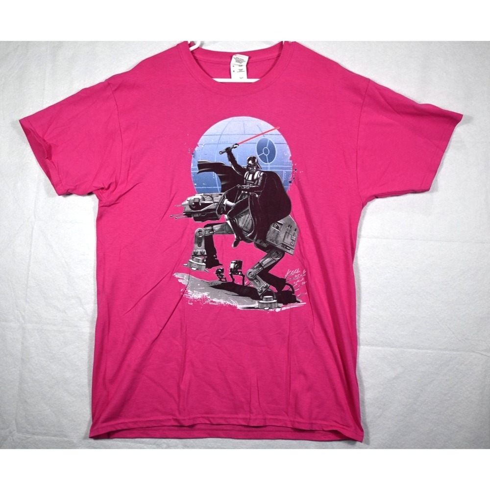 Star Wars Darth Vader AT-AT Graphic T Shirt Pink Mens L Movie Tee Sci Fi